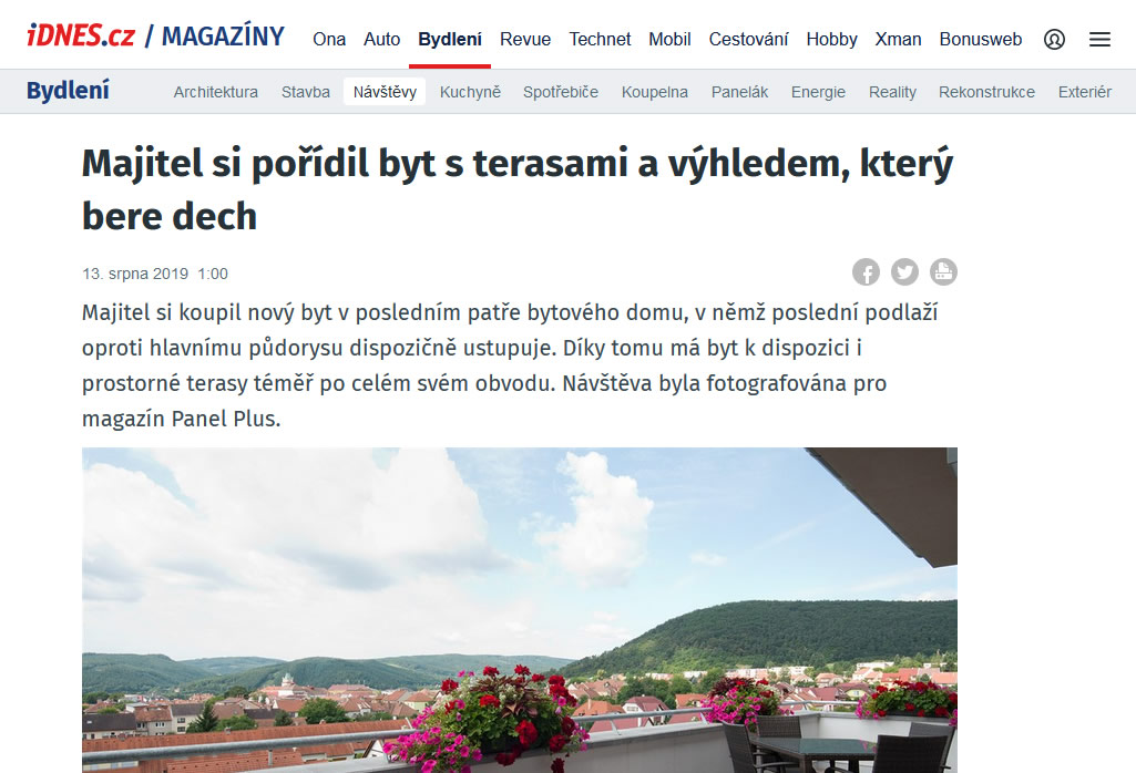 Majitel si pořídil byt s terasami a výhledem, který bere dech